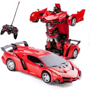Voiture T&eacute;l&eacute;command&eacute;e Robot - Transformers - 2 en 1 - Rouge - Mixte - 3 ans et plus