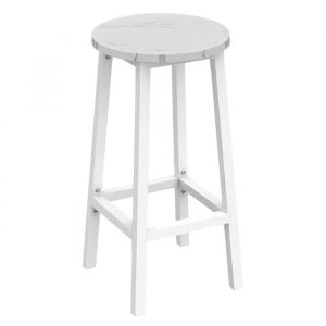 Tabouret de bar - Tabouret cuisine avec repose-pieds  - Chaise de bar - &Oslash; 32 &times; H 65 cm - Charge 100 kg - Effet marbre / Blanc