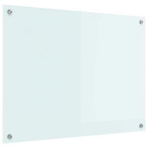 [4351023]Protection de cuisine，Fond de hotte，cr&eacute;dence de Cuisine Blanc 80x60 cm verre tremp&eacute;Poids:10.5 Kg