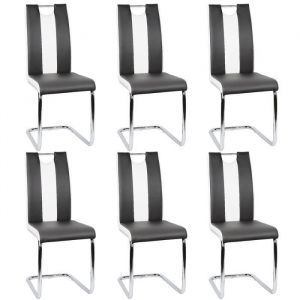 Lot de 6 Chaises de Salle à Manger Style Contemporain avec Pied en Métal - Noir et Blanc - 44*47*99 cm