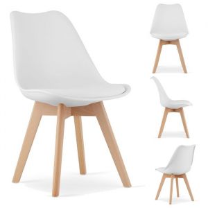 Chaise scandinave moderne pour la cuisine salle &agrave; manger MILEO Blanche pour le salon