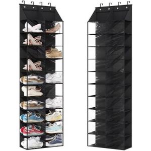 Range Chaussures - Non spécifié - Porte Suspendu en Tissu - 20 Paires - Noir - 164x50x18 cm