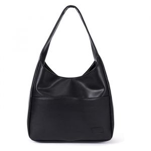 Sac Porté épaule Femme en Cuir PU Souple Sac Fourre-tout Rétro Sac Cabas Grand Capacité Sac à Bandoulière Tendance Noir