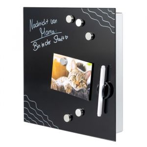 bremermann Boîte à clés XL façade en verre noir 13 crochets corps en métal gris