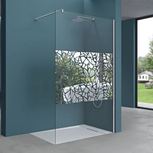Mai & Mai® Paroi de douche 80x200cm pare-douche BR2BL en verre trempé 10mm avec surface miroir stabilisateur rectangulaire BRAM3