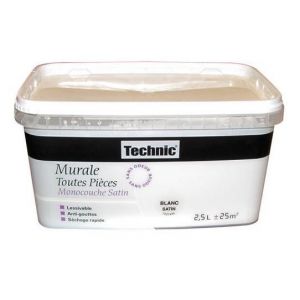 Peinture murale - TECHNIC - Monocouche satin - 25 L - Rouge op&eacute;ra - Int&eacute;rieur