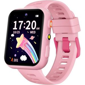 Montre Connectee Enfant 30 Jeux Puzzle Double Camera Video/Musique Pedometre Reveil Torche Cadeau Fille 4-10 ans