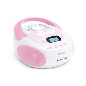 Lecteur CD Enfant Unicorn MP3 Port USB AUX-in Prise Casque - Poste Portable avec Poignée Transport - Secteur ou Piles