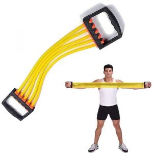 Extenseur Force de TractionExtenseur de Poitrineavec 5 Ressorts Amovibles pour Muscles Trainingjaune