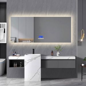 Miroir LED Salle de Bains 60 x 140 cm Miroir Led avec Bluetooth miroir salle de bain avec affichage de la température et Anti Buée