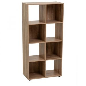 &Eacute;tag&egrave;re cube Biblioth&egrave;que meuble de rangement de 8 cases coloris effet bois marron - Longueur 60 X Profondeur 29 X Hauteur 120 cm