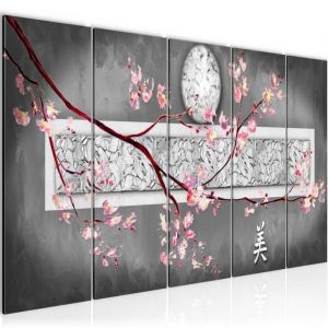 Runa art Tableau D&eacute;coration Murale Fleurs Art Abstrait 150x60 cm - 5 Panneaux Deco Toile Pr&ecirc;t &agrave; Accrocher 500256c