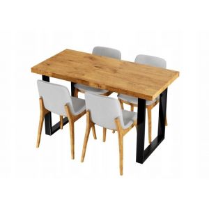 Table à Manger Rectangulaire VINI - 4 personnes - Industriel Loft - Chêne Lancelot - 100 x 60 cm