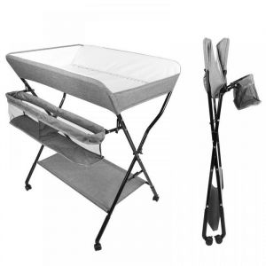 Table à langer Pour Nouveau-né - MIPAN -Table à langer sécurisée - Réglable + Rangement +Pliante - Gris