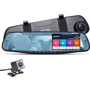 Car Dash cam DVR 4.3 Écran Tactile Écran 1080P Double Objectif Caméra Voiture Enregistreur Vidéo Rétroviseur avec caméra de recul