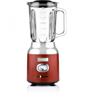 Westinghouse Retro Blender Sur Socle 1.5 L Mixeur &agrave; Smoothies et Broyeur &agrave; Glace 4 Vitesses Bol en Verre 600 W Sans BPA Rouge