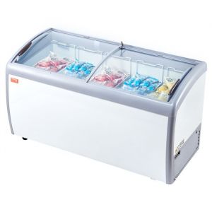 Vitrine R&eacute;frig&eacute;r&eacute;e &agrave; Cr&egrave;me Glac&eacute;e Commerciale-VEVOR-Comptoir &agrave; Glace 460 L-Cong&eacute;lateur Mobile avec Dessus en Verre