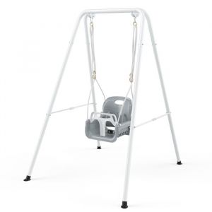 Balançoire pour BebeBalancoire pour Enfant Intérieure/Extérieure avec Support en Métal Pliable Aire de Jeux Exterieur EnfantGris