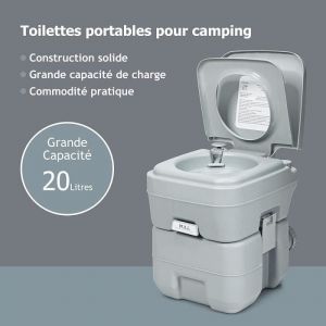 DREAMADE Toilettes Portable WC Chimique 20L pour Voyage Camping Extérieur pour Camping Voyage et à Domicile Charge 100KG Gris