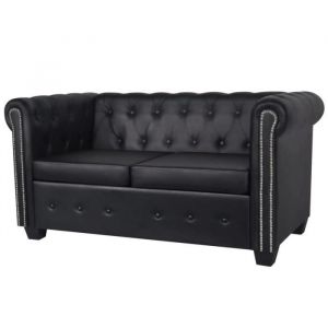 MODE&bull;6982 Canap&eacute; Chesterfield &agrave; 2 places Cuir synth&eacute;tique Noir Moderne Canap&eacute; de relaxation - Sofa Divan pour salon
