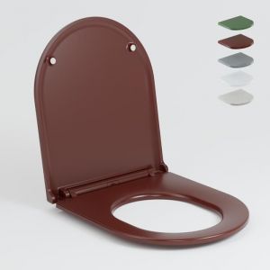 AquaWise Abattant WC Duroplast Fermeture Douce Mat&eacute;riau R&eacute;sistant Montage Facile Couvercle Ergonomique Rouge carmin