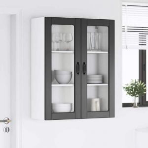 Caisson haut cuisine Noir - LEMON&reg; Meuble mural de cuisine Noir - 80x31x100cm - Bois ding&eacute;nierie 983 - Soldes