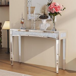 Console Meuble d’Entrée en Verre - Table Console de Salon Modern Design - 120x35x80.5cm