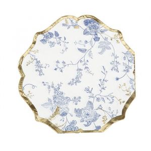 16 SERVIETTES DE TABLE JETABLE PAPIER BRIDGERTON TOILE DE JOUY 32CM  Blanc