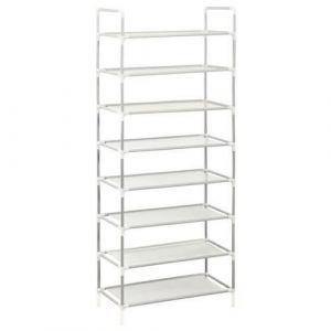 Armoire à chaussure à 8 Niveaux  Étagère à Chaussures pour maison 60 x 28 x 140 cmMétal et tissu intissé Argenté