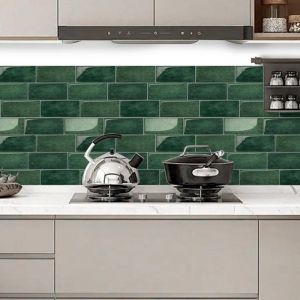 feuilles - Papier peint autocollant 3D - Papier peint imitation carrelage cuisine - Stickers carrelage autocollants salle de bain