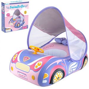 Bouée pour Bébé Parasol avec UPF50+ Auvent Amovible Siège de Bain Piscine Gonflable pour Bébé 12-48 Mois Violet