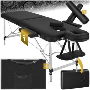 Table de massage - TECTAKE - Table de soin pliante et portable 2 zones réglable en hauteur 210 x 95 x 68 - 89 cm - Noir