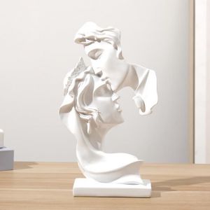 Statue de Couple cr&eacute;ative en Forme de Baiser - Statue R&eacute;sine Baisers Amant Sculpture Bureau Art Moderne Figure D&eacute;corationD