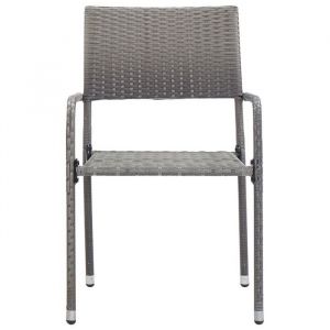 Chaise à dîner de jardin empilable lot de 2 gris résine tressée(85712) ZLH