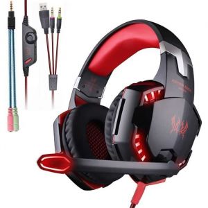 Casque de jeu KOTION EACH G2000 st&eacute;r&eacute;o avec microphone pour PC Gamer Rouge