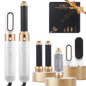 Brosse Sèche-cheveux 5 en 1 Styler Professionnel Ionique avec 3 Réglages de Chaleur pour Volumiser Lisser Boucler