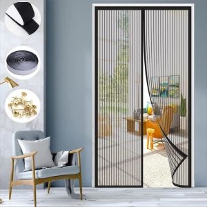 Moustiquaire Porte Fenetre Magnetique80X210CM Porte Moustiquaire Magn&eacute;Tique Ferm&eacute;E Automatique Peut Utilis&eacute;E Portes De BalconNoir