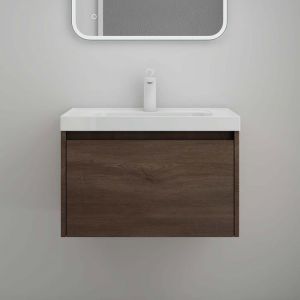Mai & Mai® Meuble de Salle de Bain Chêne avec Lavabo Meuble sous Vasque 60x50x40cm Meuble Suspendu avec Tiroir Salerno