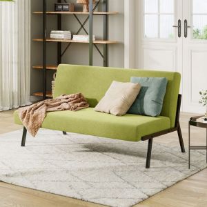 Canapé 2 Places en Tissu Style Moderne Scandinave pour Salon Appartement Petit Espace Cadre en métal Vert 112×75×68cm