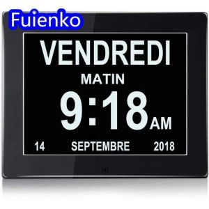 Fuienko Horloge num&eacute;rique 8 pouces calendrier perp&eacute;tuel ancienne machine dhorloge num&eacute;rique Noir-keeper