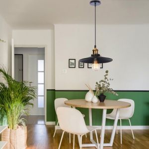 1 x Lustre Suspension Vintage Lampe en M&eacute;tal E27 &Oslash;26cm Noir Abat-jour Conception Plafonnier Pour Cuisine Salon Bar - SMOTOP