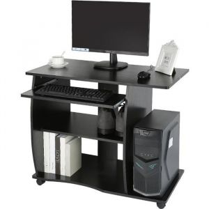 Table d’Ordinateur Meuble de Bureau à Roulettes NOIR 90×50×75cm