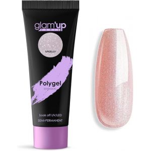 GlamUp - Polygel semi-permanent longue durée Rose Pailleté