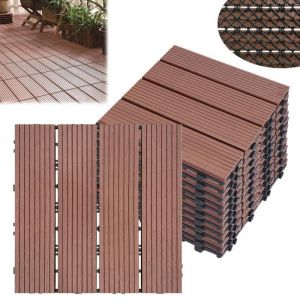 LARS360 Dalles de Jardin Clipsables en Bois Composite WPC Emboîtables Dalle Revêtement de Sol Extérieur 30 x 30cm(1m²) Lot de 11