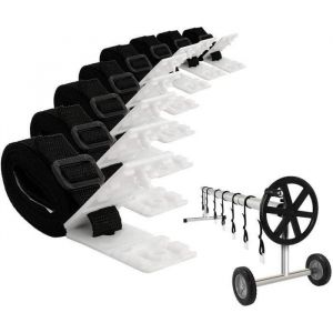 Enrouleur Bache Piscine - Kit de Fixation pour Bâche Solaire de Piscine - 8 Sangles de Fixation pour Bâche Solaire de Piscine