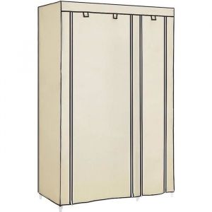 Penderie souple - Armoire de rangement en toile - Beige - 110 x 45 x 175 cm - Avec 2 portes roul&eacute;es