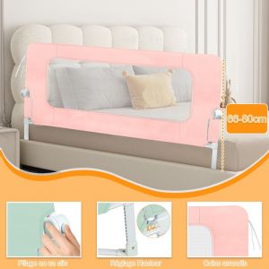 MIPAN. Barrière de Lit Bébé-Barrière De Lit Adulte-Barre De Securite Lit -Élargissement-Réglable+Pliable+Anti-Chute-Rose