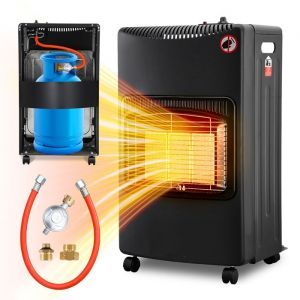Cecaylie 4200 Watts - Chauffage d’appoint gaz Butane - avec Adaptateur Europe - Système sécurisé - 3 puissances POELE A GAZ