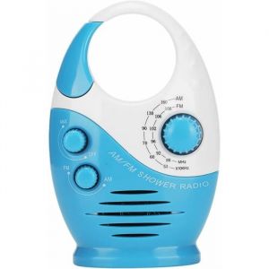 Radio de douche &eacute;tanche AM/FM avec volume r&eacute;glable portable pour salle de bain cuisine.