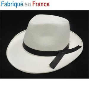 Chapeau Borsalino adulte blanc - Mod&egrave;le Borsalino - Pour d&eacute;guisement de gangster